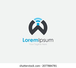 Minimalist and simple Modern base station and wireless icon, logo template, wireless and base station logo, Letter W for wireless logo,vector