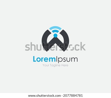 Minimalist and simple Modern base station and wireless icon, logo template, wireless and base station logo, Letter W for wireless logo,vector