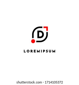 minimalist simple modern d logo letter design concept in red and black.