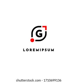 minimalist simple modern G logo letter design concept in red and black.