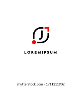 minimalist simple modern J logo letter design concept in red and black.