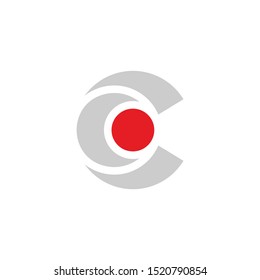 minimalist and simple modern Letter C logo with Central aspect, center logo icon, Circle Letter C with dot in the middle .vector