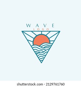 Minimalist and simple Modern ocean and sun icon, logo template