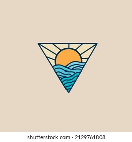 Minimalist and simple Modern ocean and sun icon, logo template