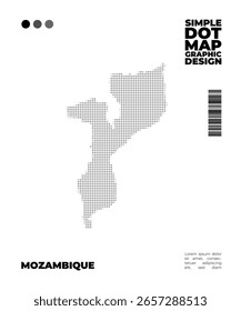Mapa de puntos monocromo minimalista y simple de Mozambique