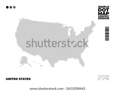 Minimalist and simple monochrome dot map of United State