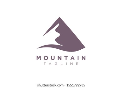 Minimalist and simple mountain vector design. Template for icon, logo, label, brand for business.