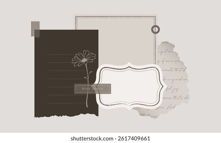 Minimalist simple neutral tone notepaper layered digital journaling
