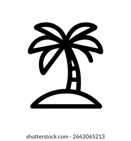 Minimalist Simple Palm Tree Outline on Island Graphic Design Element