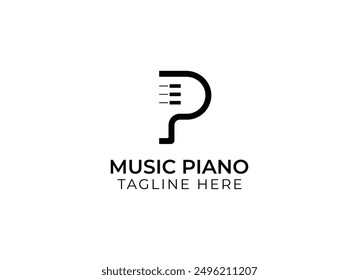 Minimalist and simple piano instrumental music logo design