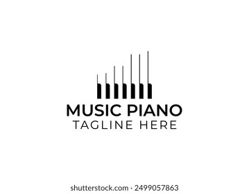 Minimalistisches und einfaches Klavier Instrumentalmusik Logo Design Vektorgrafik