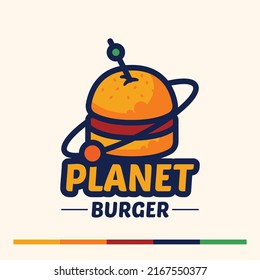 minimalist simple planet burger logo concept