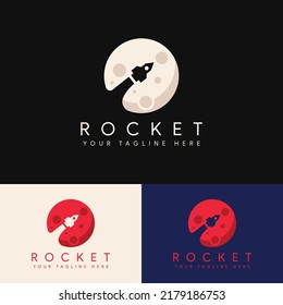 minimalist simple planet with rocket logo design