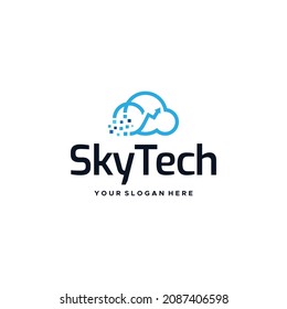minimalist simple SkyTech line art logo design