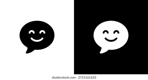 Burbuja de discurso simple minimalista con ilustración de icono de cara sonriente