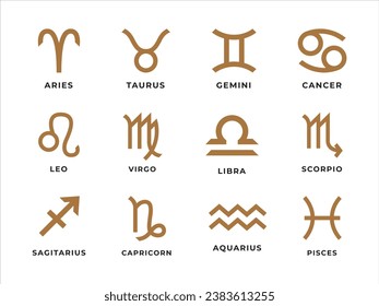 Minimalist and simple style illustration of Astrological signs collection, flat vector isolated on white background