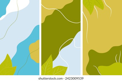 Minimalistische und einfache, abstrakte Vektorform mit einem Hintergrund von natürlichen und Sommgrün-Farben