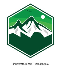 Minimalist and simple vector design about adventure and mountains