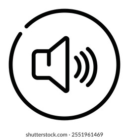 Un icono de volumen minimalista y simple, perfecto para funciones de control de sonido en diseños de audio, reproductor multimedia o interfaz móvil.