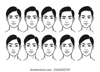 Minimalist and simplified head outlines, ideal for modern designs and clean artistic projects.