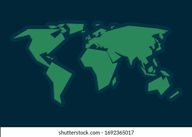 Líneas minimalistas y simplificadas mapean el mundo en azul y verde