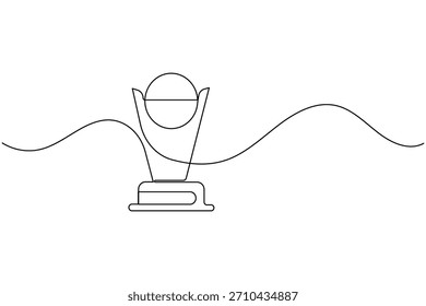 Minimalist single continuous line drawing of a sports award or trophy icon.