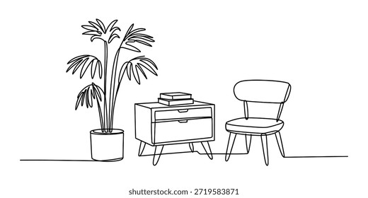 Eine minimalistische einzelne durchgehende Linie Zeichnung eines Toaster-Ofens mit Bedienelementen und Schnur Vektor, Illustration