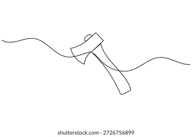 Minimalistisches Einzelzeilenbild einer Axt, das Arbeit oder Gefahr symbolisiert