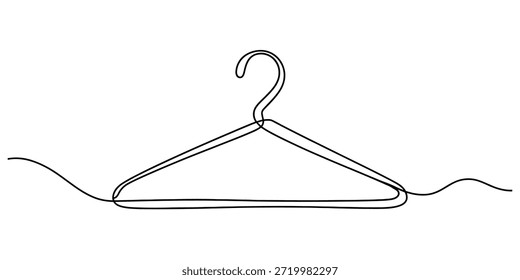 Dibujo minimalista de una sola línea de un Vector de la percha de ropa, ilustración