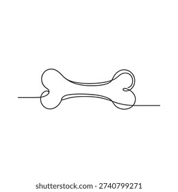 Minimalist single line drawing of a dog bone on white background