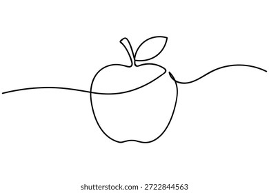 Minimalistische Einzeilige Zeichnung eines frischen Apfelfrucht-Vektorkunst