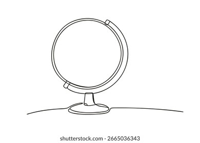 Minimalist single line drawing a globe a stand world planet