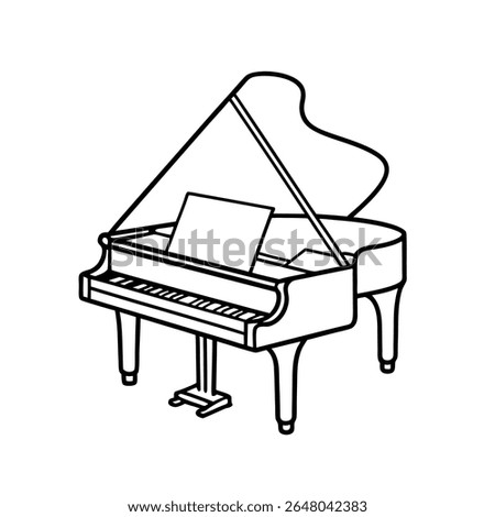Minimalist Single Line Drawing of a Grand Piano - Musical Instrument, Classical Music, Concert, Performance Vector Outline