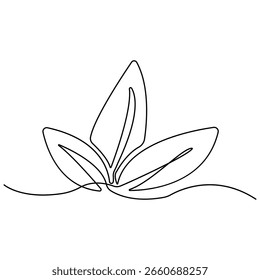 Minimalist single line drawing of leaf, modern botanical art, simple black outline illustration, elegant nature design, eco-friendly concept for branding