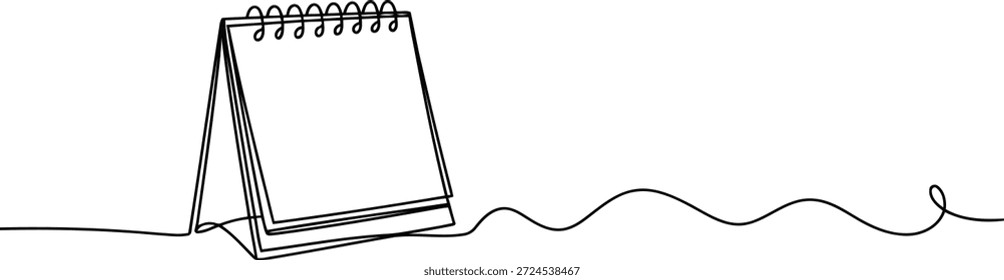 Dibujo minimalista de una sola línea de un Pequeño calendario de mesa, perfecto para la programación, recordatorios y planificación diaria.