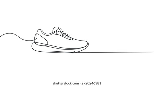 Minimalist single line drawing of a sneaker portraying athletic footwear in a modern style