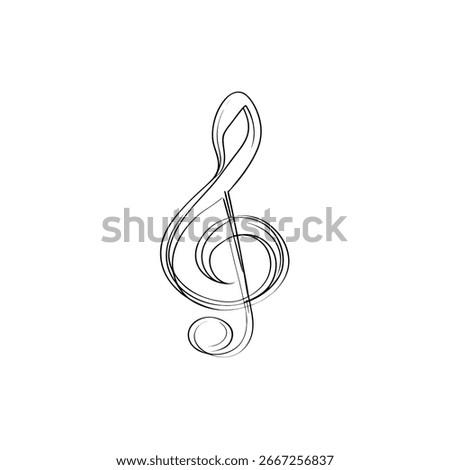Minimalist single line drawing a treble clef Continous line music note 1
