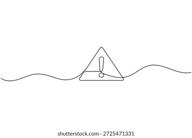 Minimalist single line drawing of warning triangle alert symbol