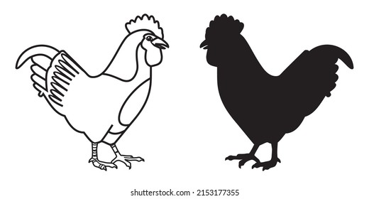 Minimalist Single Line Rooster Icon. Line drawing of a rooster tattoo. Vector Illustration. Free single line drawing of rooster or Black rooster illustration,
