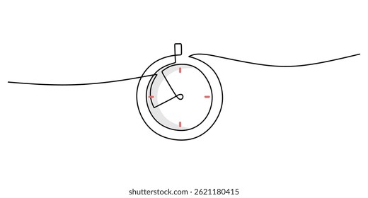 Minimalist Single Line Style Stopwatch. Fitness Timing Vector Icon.