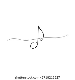 Dibujo musical minimalista de una sola nota sobre un fondo blanco liso arte de línea simple