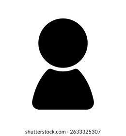 Minimalist Single Person Silhouette Icon for User Profile and Digital Identity. Vector Illustration