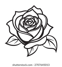 Minimalist single rose outline vector icon