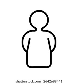 Minimalist Single User Profile Icon – Black Line Silhouette of Person on White Background for Account Creation, Login Page, Avatar Placeholder, Identity Symbol, Web and App Interface Design
