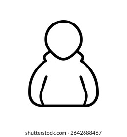 Minimalist Single User Profile Icon – Black Line Silhouette of Person on White Background for Account Creation, Login Page, Avatar Placeholder, Identity Symbol, Web and App Interface Design