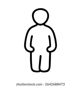 Minimalist Single User Profile Icon – Black Line Silhouette of Person on White Background for Account Creation, Login Page, Avatar Placeholder, Identity Symbol, Web and App Interface Design
