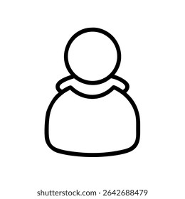 Minimalist Single User Profile Icon – Black Line Silhouette of Person on White Background for Account Creation, Login Page, Avatar Placeholder, Identity Symbol, Web and App Interface Design