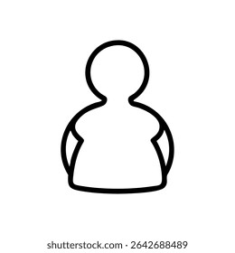 Minimalist Single User Profile Icon – Black Line Silhouette of Person on White Background for Account Creation, Login Page, Avatar Placeholder, Identity Symbol, Web and App Interface Design