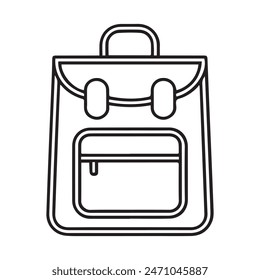 minimalist single-line art representation of a school bag against a white background