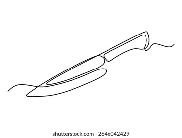 Minimalist Single-Line Drawing of a Chef's Knife.  line icon-continuous line drawing. Editable stroke.